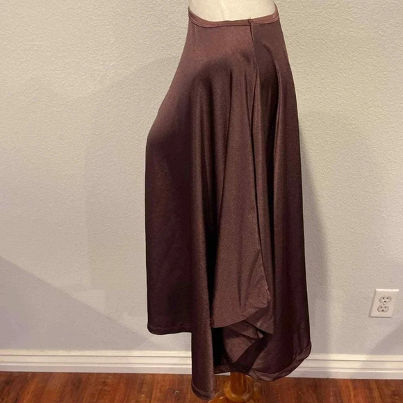 Roamans Womens asymmetrical Tunic Top Sz 14/16 Brown Stretch Slinky - Picture 2 of 6